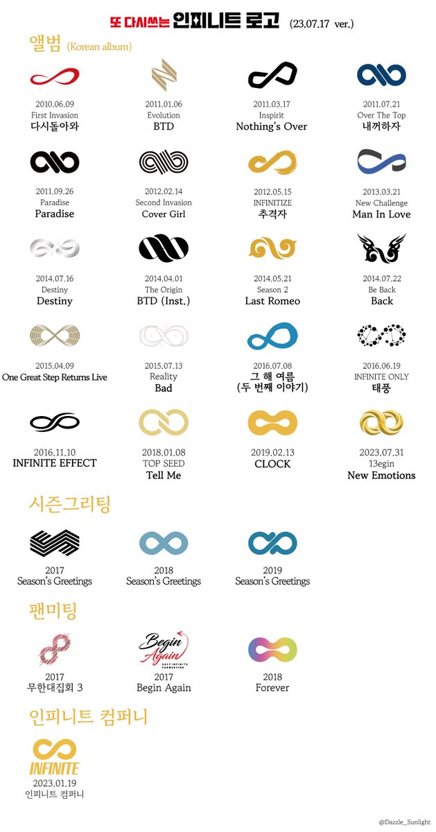 #인피니트 #INFINITE #Begin #Comeback #New_Emotions
#김성규 #장동우 #남우현 #이성열 #엘 #이성종

인피니트 로고 모음💖

♾️ img1.daumcdn.net/thumb/R1280x0/…