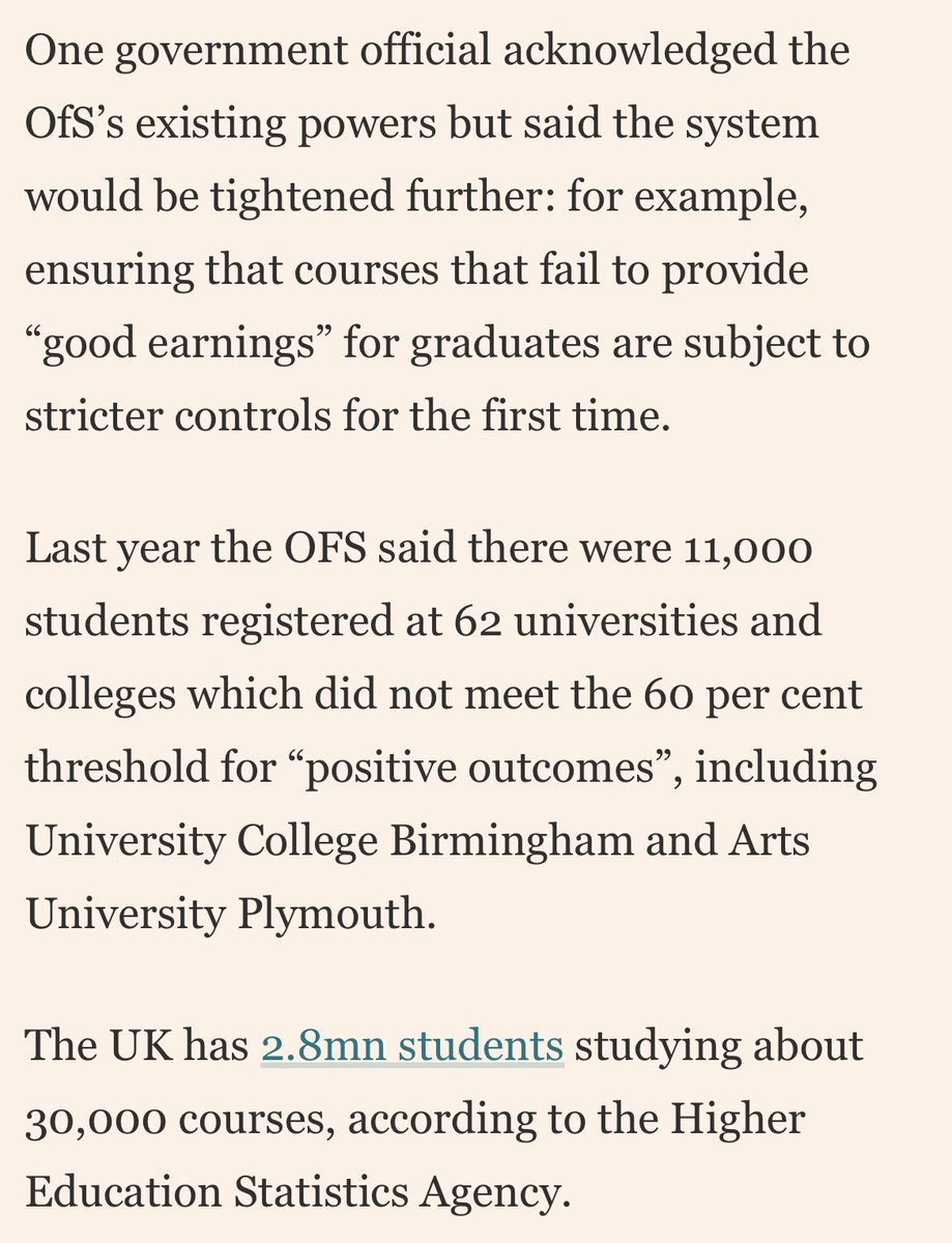 pmdfoster's tweet photo. Surprised BBC news leading with @RishiSunak “crack down” on poor Uni courses — it’s a piece of Govt spin. Numbers of failing courses are small. OFS powers to censure already existed. 

Deterring people from going to uni is not a good aspiration for UK. 

https://t.co/In1OHrc5yr https://t.co/CxbtWAIFVA