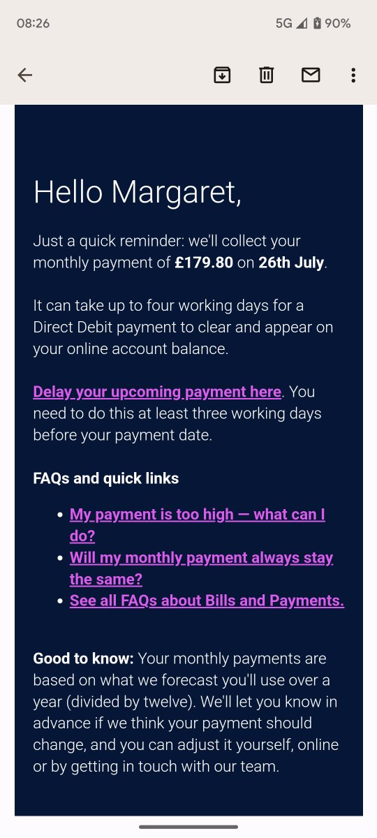 Margaret P Houston (@houstonmargaret) on Twitter photo Hi <a href="/OctopusEnergy/">Octopus Energy</a> - I left on 7th July. I received a final bill. An employee of yours (Sebastien) confirmed there is a refund of my account balance in progress. Why am I still being charged this insane monthly amount, which is why I left you in the first place? Hi <a href="/OctopusEnergy/">Octopus Energy</a> - I left on 7th July. I received a final bill. An employee of yours (Sebastien) confirmed there is a refund of my account balance in progress. Why am I still being charged this insane monthly amount, which is why I left you in the first place?