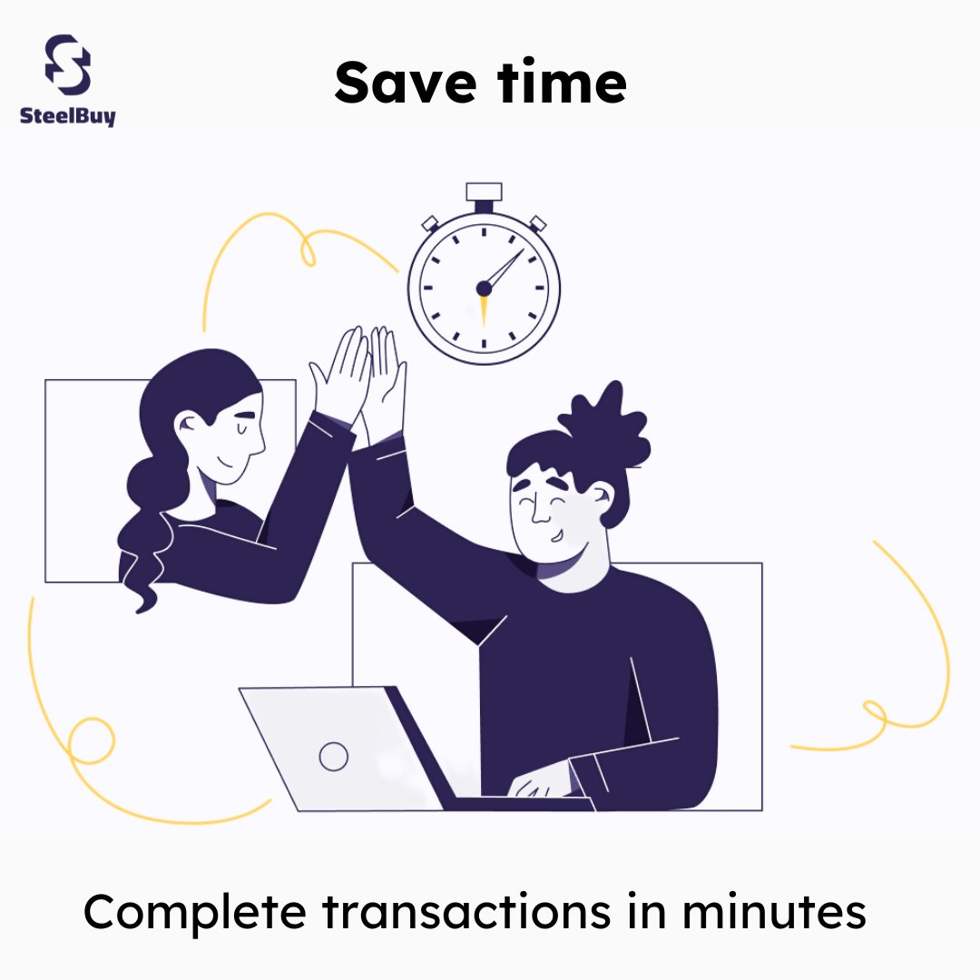 SteelBuy benefits #2 - Save time + improve efficiency: 

SteelBuy helps users save time + improve team efficiency via automated invoicing, logistics, + paperwork, to reduce lead times + improve productivity.
Join us - eu1.hubs.ly/H04x5bs0

#DigitalPlatform #OnlineMarketplace