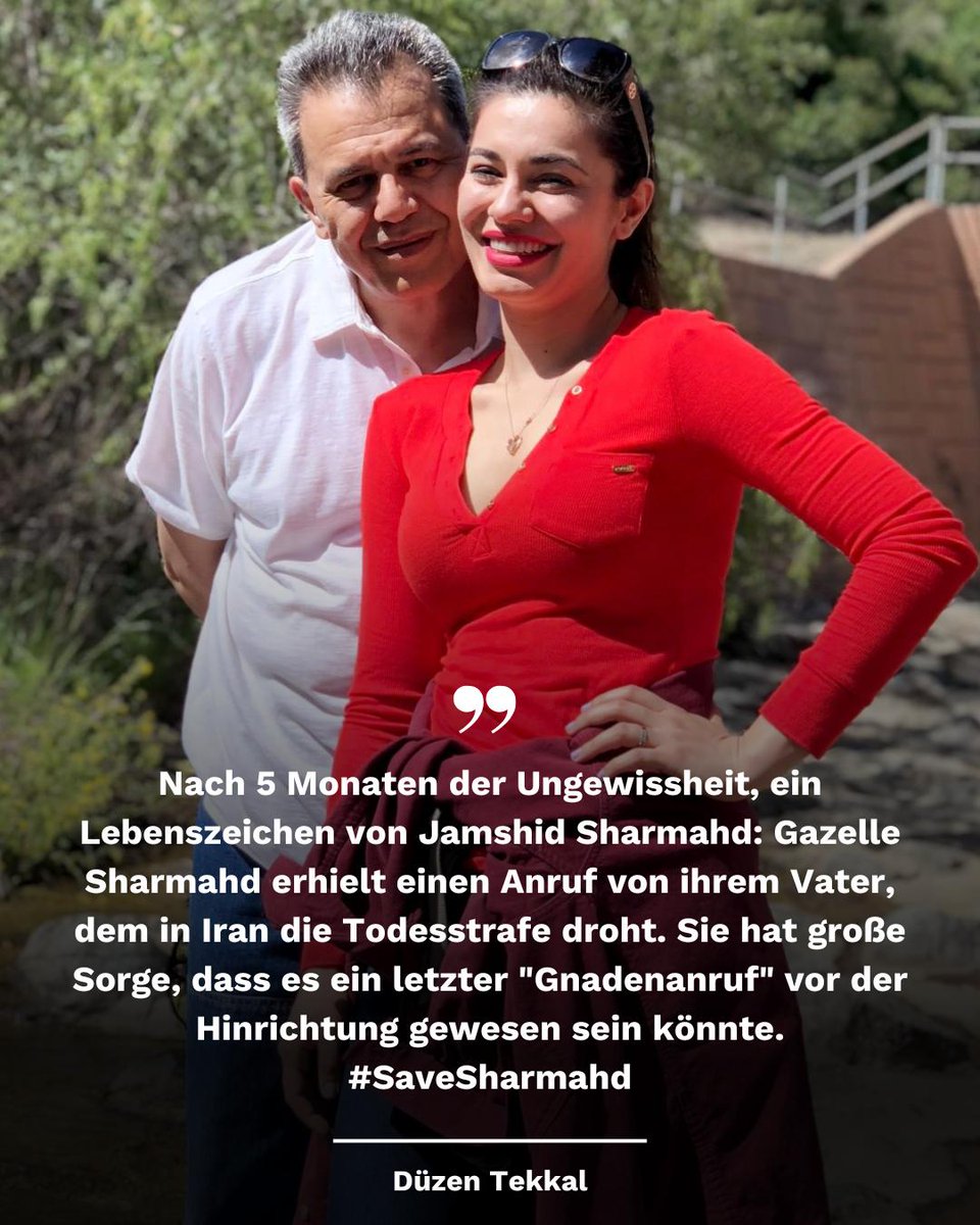 Nach 5 Monaten Ungewissheit, ein Lebenszeichen von #JamshidSharmahd: @GazelleSharmahd erhielt einen Anruf von ihrem Vater, dem in #Iran akut die #Todesstrafe droht. Sie hat große Sorge, dass es ein letzter 'Gnadenanruf' vor der #Hinrichtung gewesen sein könnte. #SaveSharmahd