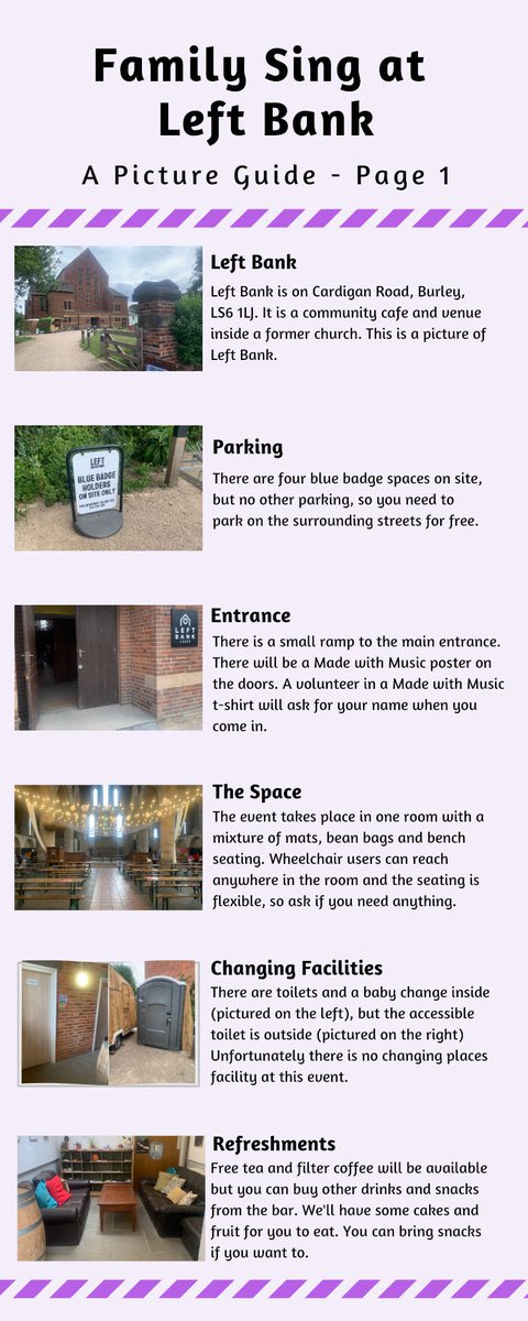 mwmcharity's tweet photo. We are looking forward to welcoming you to our Family Sing event tomorrow @LeftBankLeeds, 5-6:30pm.
Picture guide attached. #Access #LiveMusic #FamilySinging #PhotoGuide #FamiliesLeeds https://t.co/sBPfYb6plc
