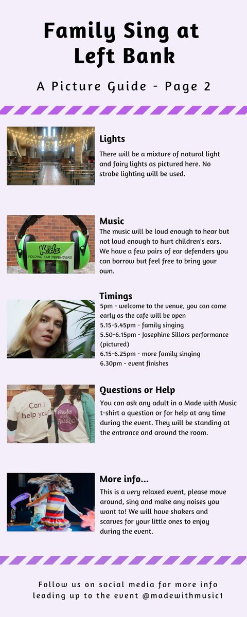 mwmcharity's tweet photo. We are looking forward to welcoming you to our Family Sing event tomorrow @LeftBankLeeds, 5-6:30pm.
Picture guide attached. #Access #LiveMusic #FamilySinging #PhotoGuide #FamiliesLeeds https://t.co/sBPfYb6plc