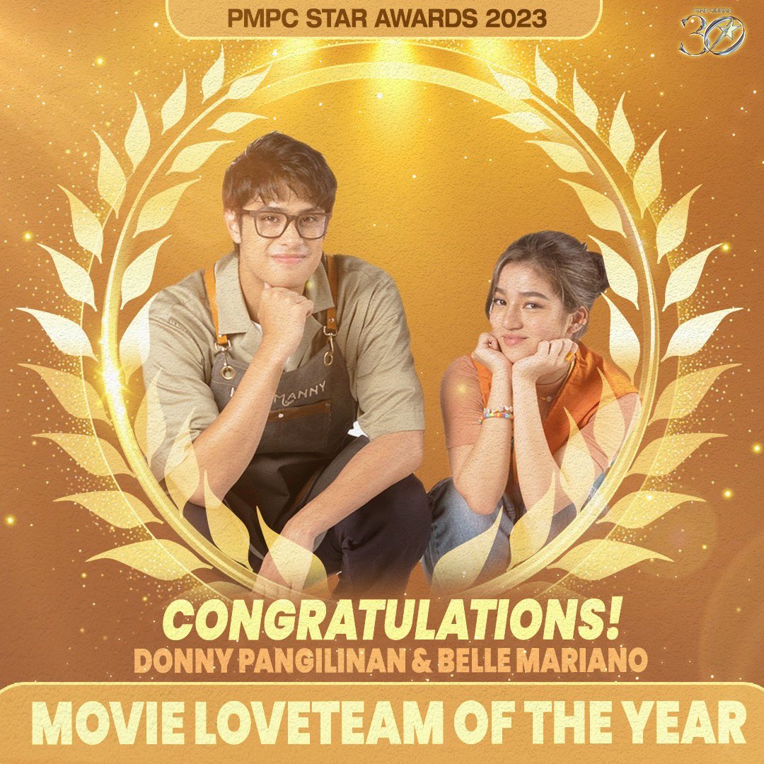 Congratulations to Donny Pangilinan and Belle Mariano for winning Movie Love Team of the Year for ‘Love Is Color Blind’ at the 38th Star Awards for Movies! 💫