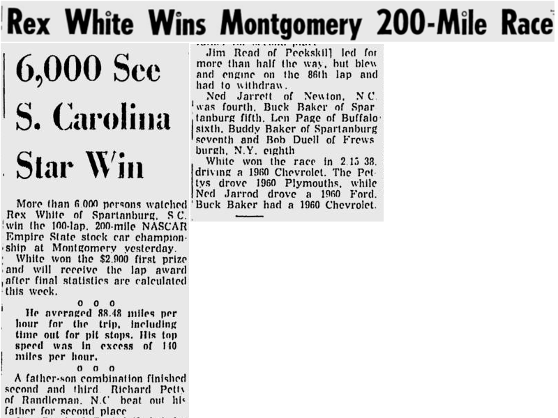 On this day in 1960, Rex White scored his 9th career NASCAR Grand National Series win at Montgomery Air Base #NASCAR https://t.co/D0uKoeJbWy