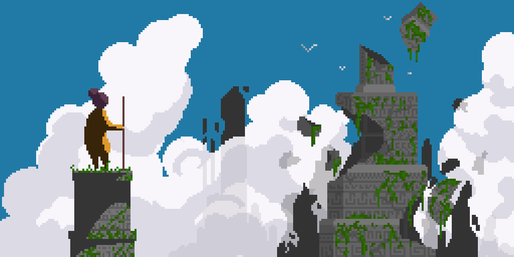 Ami_pixel's tweet photo. Contemplation d'un monde en ruine. #pixelart #pixelartist #pixel_dailies #ドット絵 https://t.co/bbtd6Ycnoz