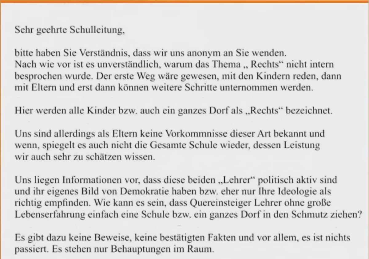 Megahomer's tweet photo. Finde diesen Brief einiger Eltern der Schule in Burg auch einfach zu krass. "Hier ist doch gar nix passiert" nach Zeigen von H*tlergruß, Nazi-Liedern und Hakenkreuz Schmierereien. Die beiden Lehrer:innen stellen sich dagegen und haben dann ein "eigenes Bild von Demokratie"??? https://t.co/b0XKBnGEBl