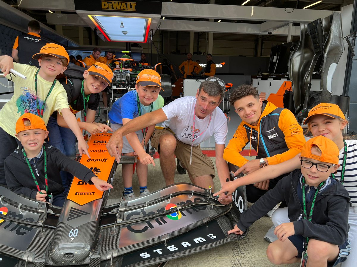 ClaireLYoung's tweet photo. We were thrilled to find ourselves in the @yorkshirepost with @ST3AMCo supporting their work to inspire 1 million children through creativity. Yes that is @LandoNorris with the children building rockets, two days later he was on the podium at @SilverstoneUK #creativityrevolution https://t.co/40AcVO9cov