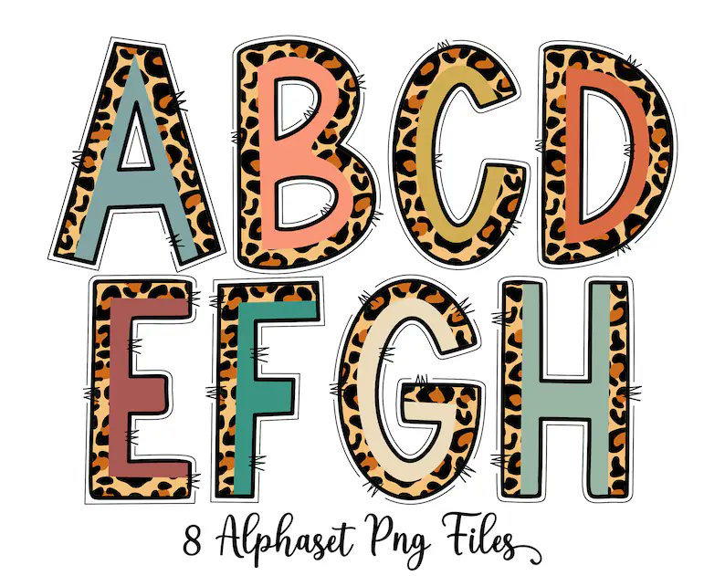 RimouchaF's tweet image. Half Leopard Boho Doodle Alphabet Letters PNG Bundle, Boho Sublimation PNG, Set of 8 colors alphabet, numbers

#HalfLeopard #boho #DoodleAlphabet #LettersPNG #PNGBundle #Sublimation 
#LoveIsland
#loveislandaftersun