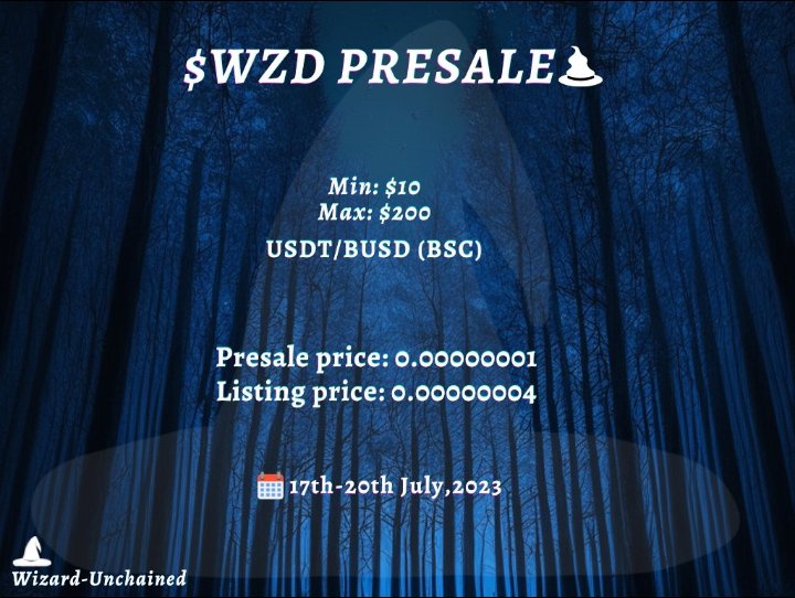 nasowisem's tweet photo. The highly anticipated $WZD Presale begins tomorrow, July 17th. This is an exclusive chance to acquire $WZD at a discounted rate . To join the Presale, simply complete the form at https://t.co/MLy25E3JRz….  #wizardunchained #crypto $WZD https://t.co/IlyONLhrOa