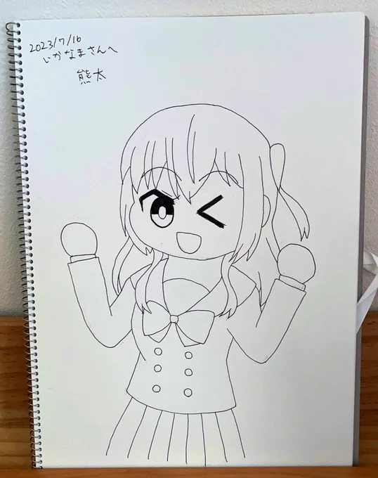 熊太さん(@mahoiku4 )にスケブ描いて貰いました!!😭  前回のイベントではタイミングが合わなかったので、今回描いてもらえてめちゃくちゃ嬉しかったです ウインク喜多ちゃん可愛い〜〜😉  お忙しい中ほんとにありがとうございました!!🙏