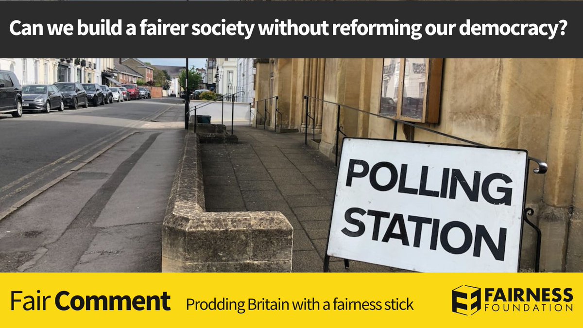 Can we build a fairer society without reforming our democracy? Our system allows those with the most socio-economic resources to exercise undue influence on politics. Do we need to sever this link before we can expect to make any progress on fairness? faircomment.co.uk/p/can-we-build…
