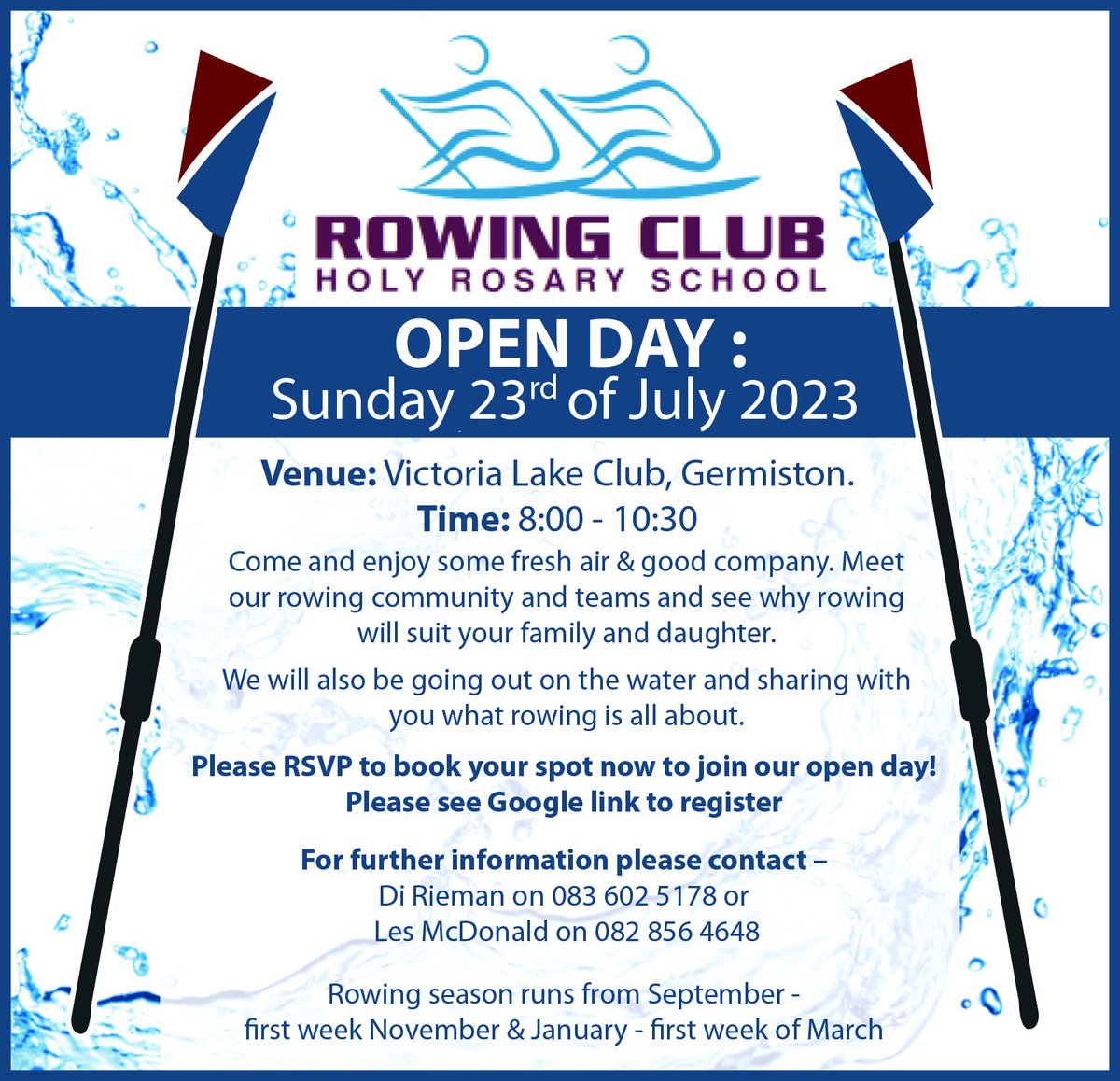 Our incredibly successful Rowing Team is recruiting new rowers from HRS - to join them. If you are interested in rowing and would like to meet the team - come along with your family to The Rowing Open Day, this Sunday.
Click on the link below to RSVP
forms.gle/BzPYz9PYw6ejvb…