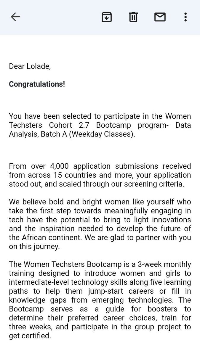 PricelessVeekey's tweet photo. It's going to be an amazing journey with Women Techsters Bootcamp Training (Data Analysis). Thank you for this great privilege. @Tech4DevHQ 
#WomenBootcampCohort2.7
#Microsoft
#FintechEgypt https://t.co/FXCdK6W7jY