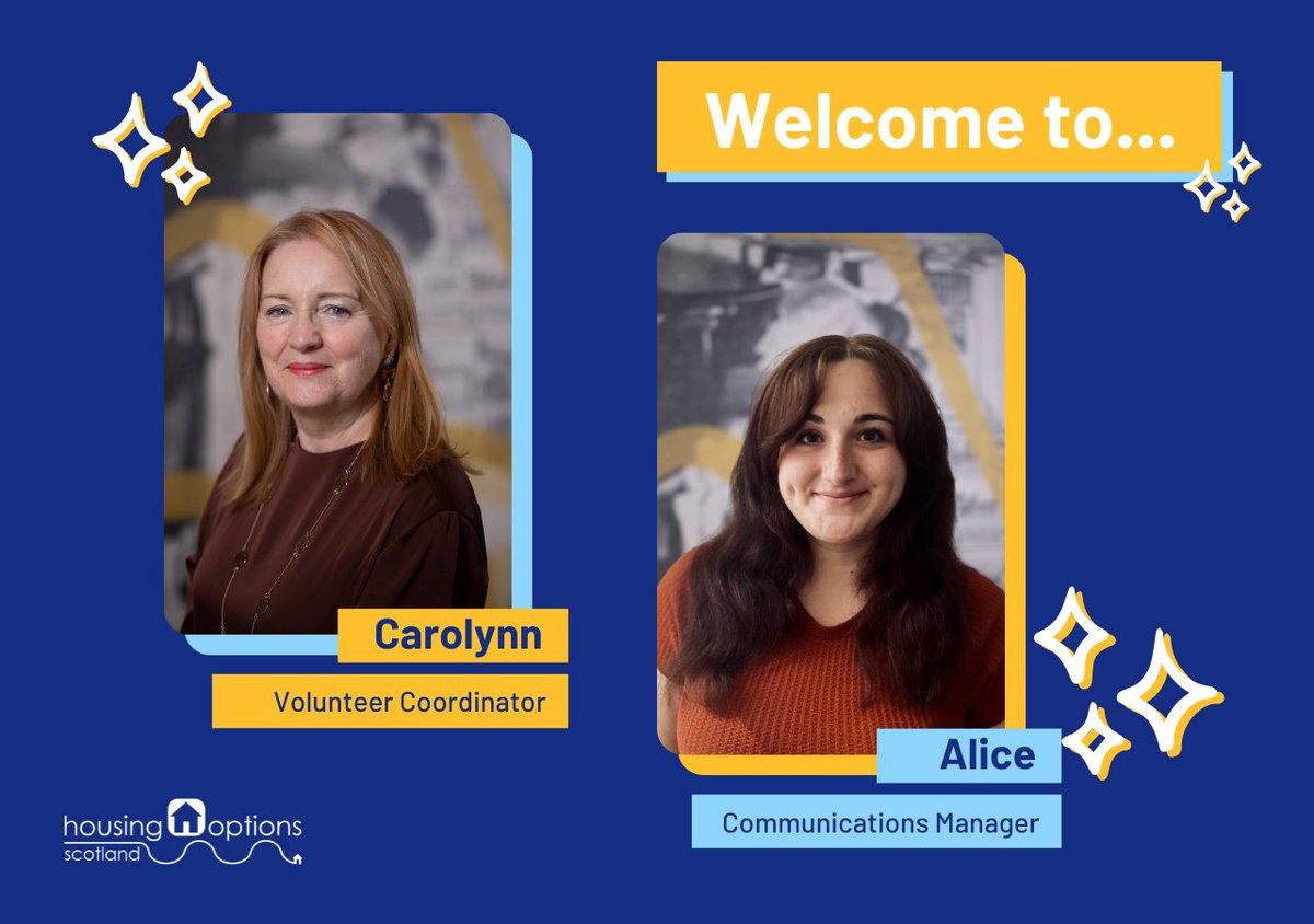 📢 We're excited to announce there have been some changes to the HOS team this month! 

Our former Board Member Carolynn is now our Volunteer Coordinator and our former Publications Associate Alice is now responsible for all our comms activities! ✨ housingoptionsscotland.org.uk/about-us//