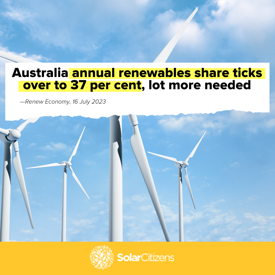 Renewables keep kicking goals 📈☀💪

The share of clean energy in Australia's main grid has ticked over to 37% for a rolling 12 month period for the first time - compared to 13% just ten years ago 🙌