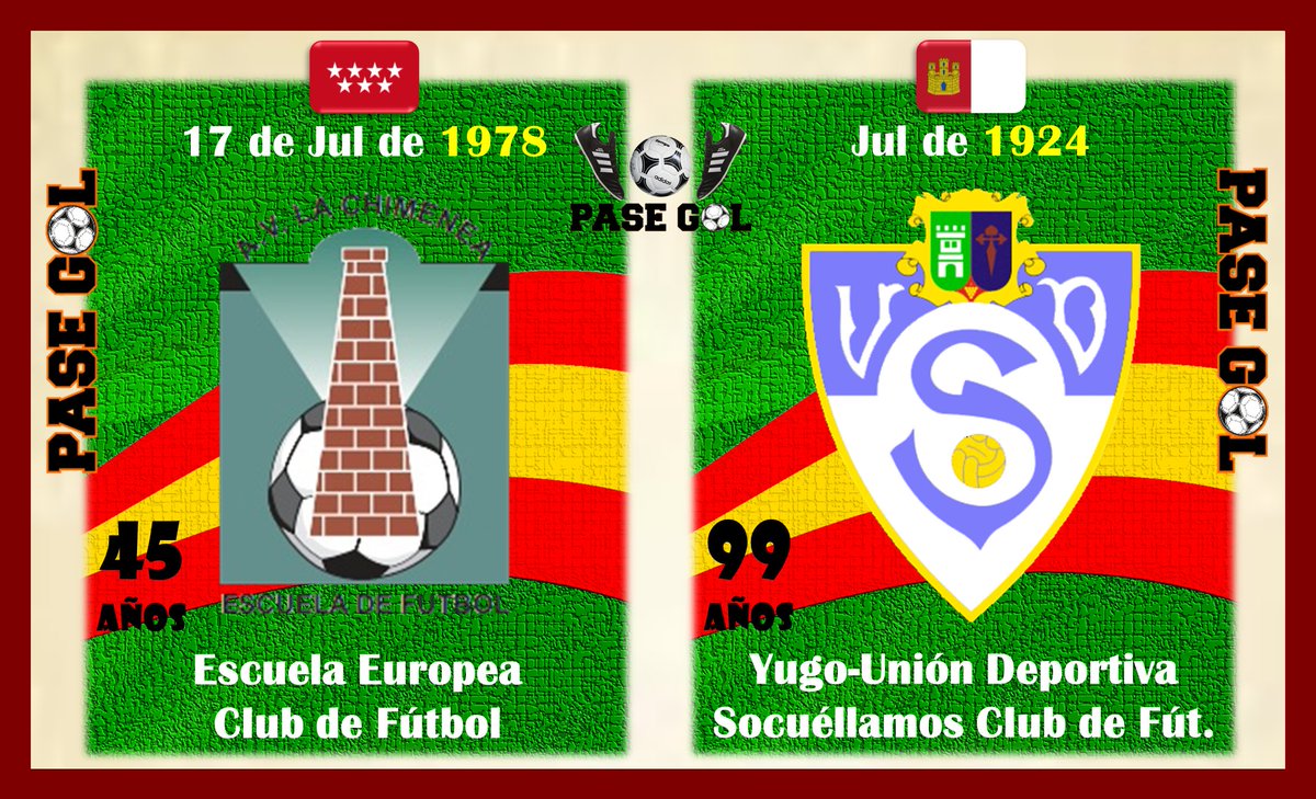 🥅 Felicitaciones
a los clubes españoles 🇪🇸 fundados en el mes de Julio. ⚽ Por muchos años más!!! 🏆 Día 17 <a href="/YugoUDS/">Yugo UD Socuéllamos</a> 
@avlachimenea