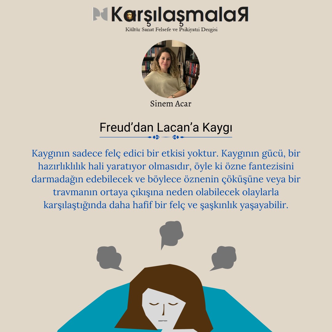 Karşılaşmalar Dergisi

Dergimizin bu sayısında Sinem Acar "Freud'dan Lacan'a Kaygı" adlı yazısıyla yerini alıyor...

Keyifli okumalar dileriz...

#karşılaşmalardergisi #psikiyatri #psikoloji #kaygı #freud #lacan