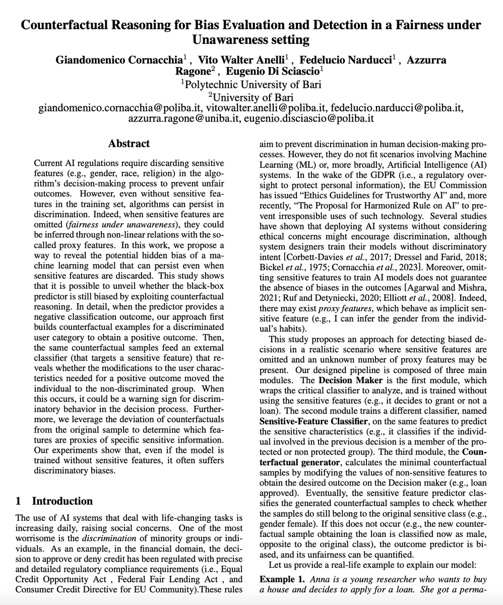(1/4) I'm thrilled to announce that our long paper titled "#Counterfactual #Reasoning for #Bias Evaluation and Detection in a #Fairness under Unawareness setting" has been accepted at #ECAI23
arxiv: bitly.ws/Lzd8
code: bitly.ws/Lzdn
See you in Kraków, Poland!