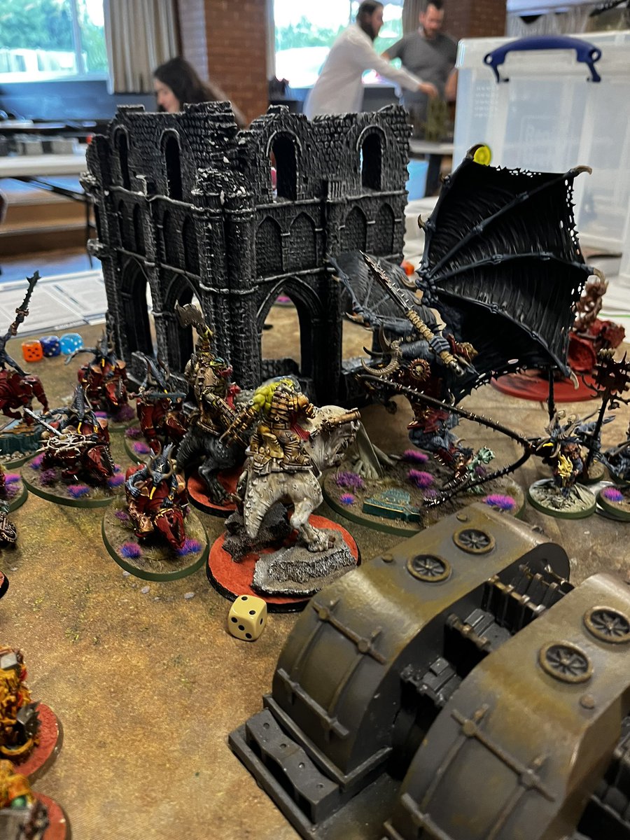 scribesofwar's tweet image. Good day yesterday at scribes! Had lots of games going on had some big showdowns happening in the 40K games with the orks taking on belakor and his mates and abandon taking on Magnus also had a game of tiny tanks being play tested as well.