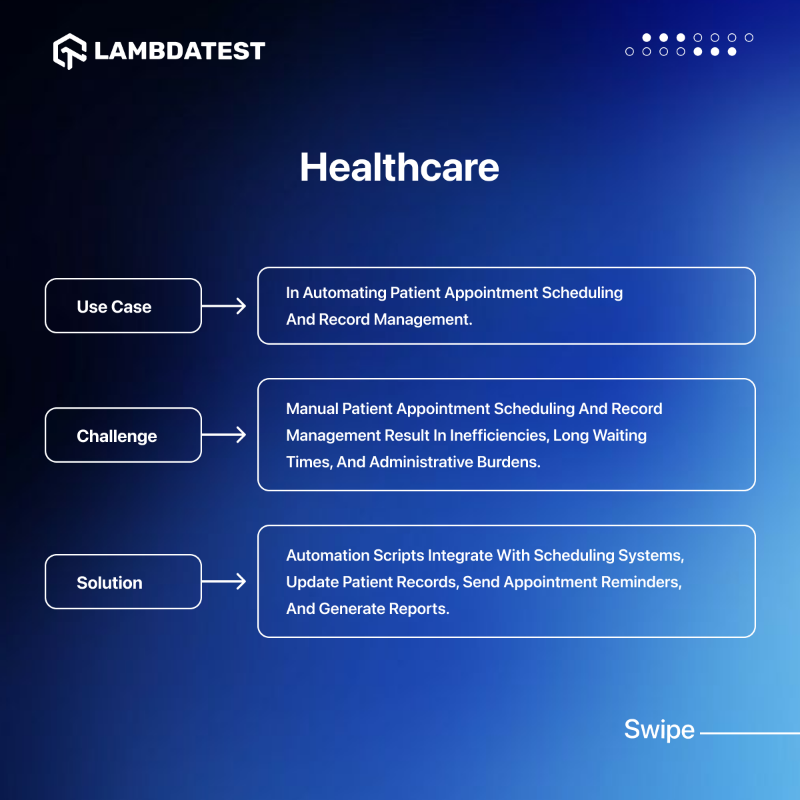 testmuai's tweet photo. Industries worldwide are adopting automation scripts, unlocking incredible efficiency, precision, and reduced need for manual intervention.🧑🏻‍💻 Checkout some real-world use cases by @UpendraMahto_15 of script automation implementation.
➡️ https://t.co/Lcl9ViOPBH