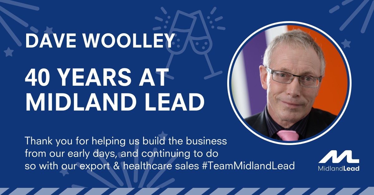 MidlandLead's tweet photo. We're not only celebrating our 40th anniversary this year, we're celebrating the fantastic support and dedication of David Woolley - 40 years of experience in #leadsheet sales in construction, export and healthcare, wow! #TeamMidlandLead #40thanniversary https://t.co/Mw4wbdwwaM