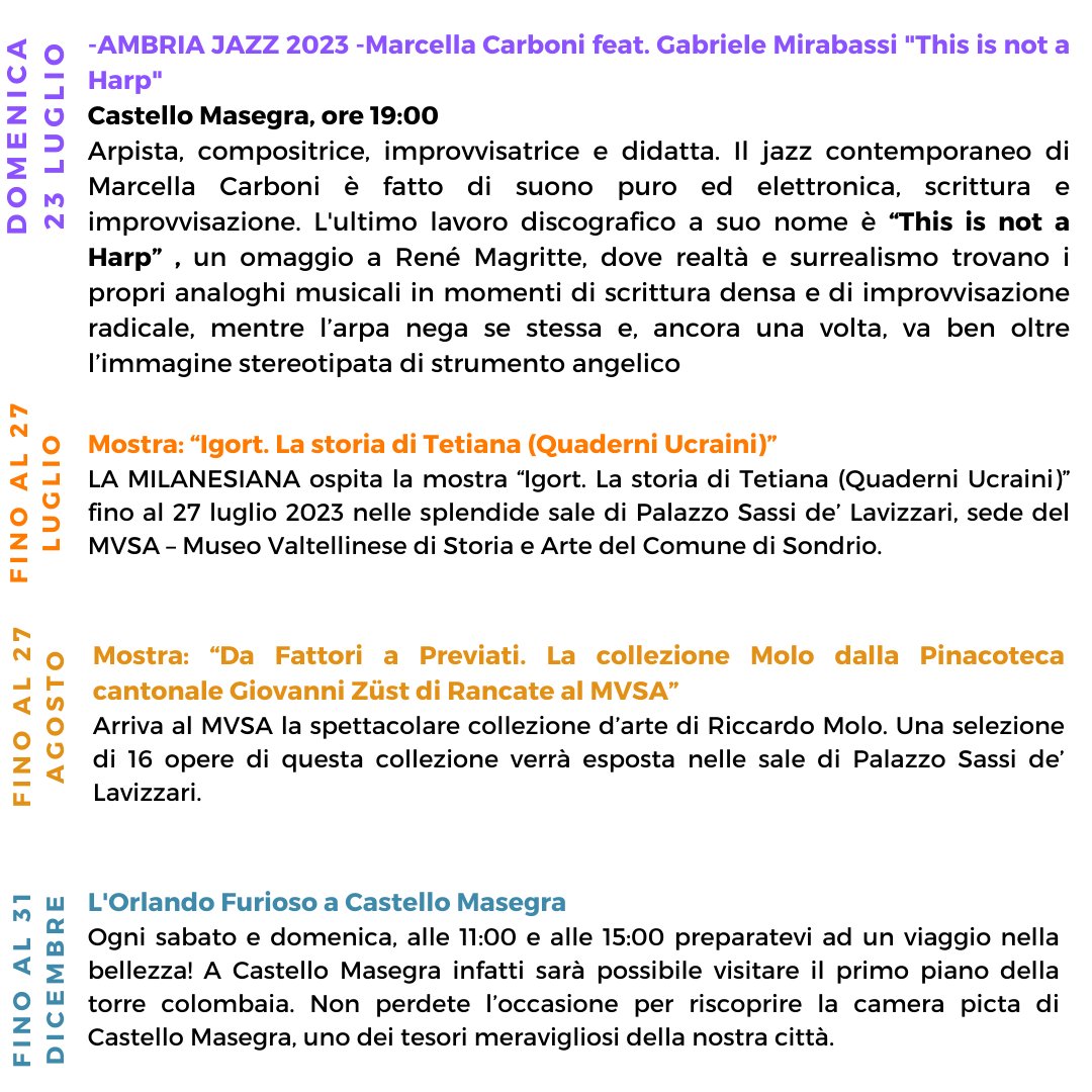 Gli eventi di questa settimana 🎉🎉