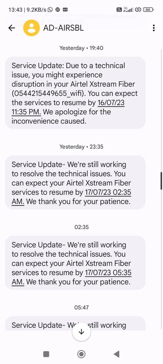 Somya1509's tweet photo. @airtelindia

Wifi is not working since yesterday almost 24 hours now. What kind of fault it is that u cannot resolve in 24 hours. Really frustrating. 
My Location: Mirzapur, Uttar Pradesh-231001.
@airtelindia @Airtel_Presence https://t.co/LVasBJwMJQ