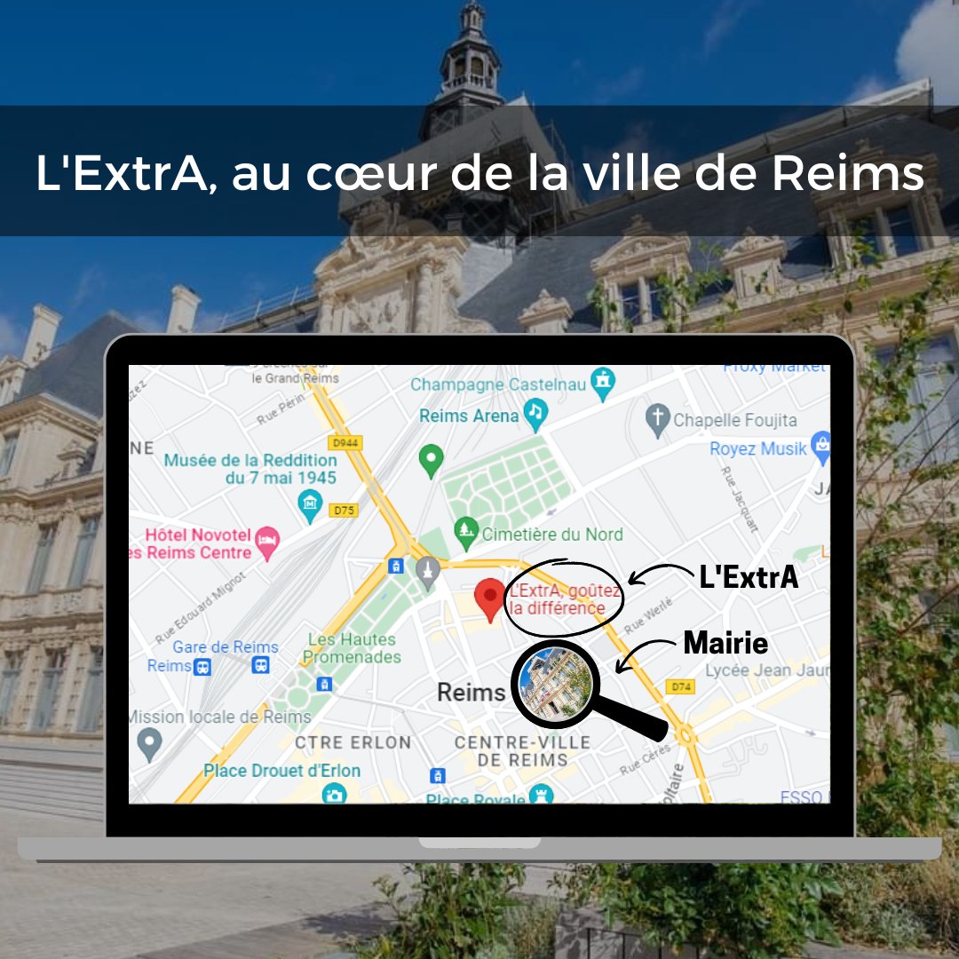 ✨[PARTAGE]✨

👉La mairie de Reims s'est refaite une beauté !
A 2 pas de celle-ci, vous retrouverez L'ExtrA.

Venir à L'ExtrA, c'est goûter à la gastronomie autrement proposée par le Chef et son équipe. C'est aussi une expérience humaine que vous vivrez grâce à nos équipes.😍💛