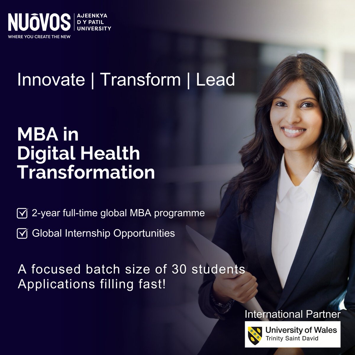 Ajeenkya DY Patil University, Pune, is thrilled to announce the launch of the brand-new MBA in Digital Health Transformation program.
adypunuovos.com/programs/mba-d…
#ADYPU #UWTSD #MBA #DigitalHealthTransformation