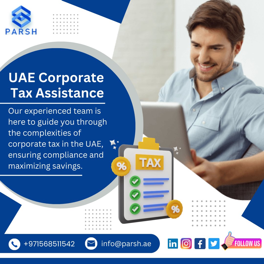AndParsh's tweet photo. Let us handle the intricacies of tax regulations....
For more information:
Visit: https://t.co/HIYr6CzxeT
Call: +971 568511542
#parshaccounting #accountingdubai #accountingandbookkeeping #acccounting #accountingservices #accountingandfinance #VAT #consulting #uae #Parsh https://t.co/vEBGA2KRvI