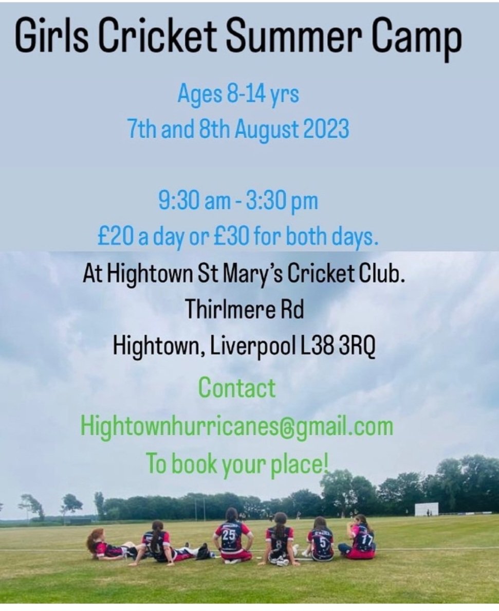 Booking up fast! Pls contact hightownhurricanes@gmail.com to book your a place 🏏🏏😎😎 newcomers welcome🙌