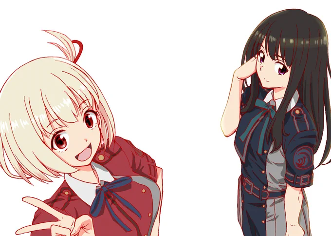 後でぼかしてトリミングするんだけど、 千束とたきなの作業 今日中に表紙やってトビラやって背景に入るのです☆<(^▽^)