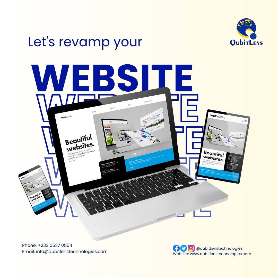 QubitLens's tweet photo. Let's give your website a stunning makeover! ✨🚀 Experience the power of a refreshed online presence that captivates and converts. 
reach us at https://t.co/kSpPnF7dlL
+233 5537 05511
info@qubitlens.com
 #WebsiteRevamp #WebsiteDesign https://t.co/yWHSF9Tr6a