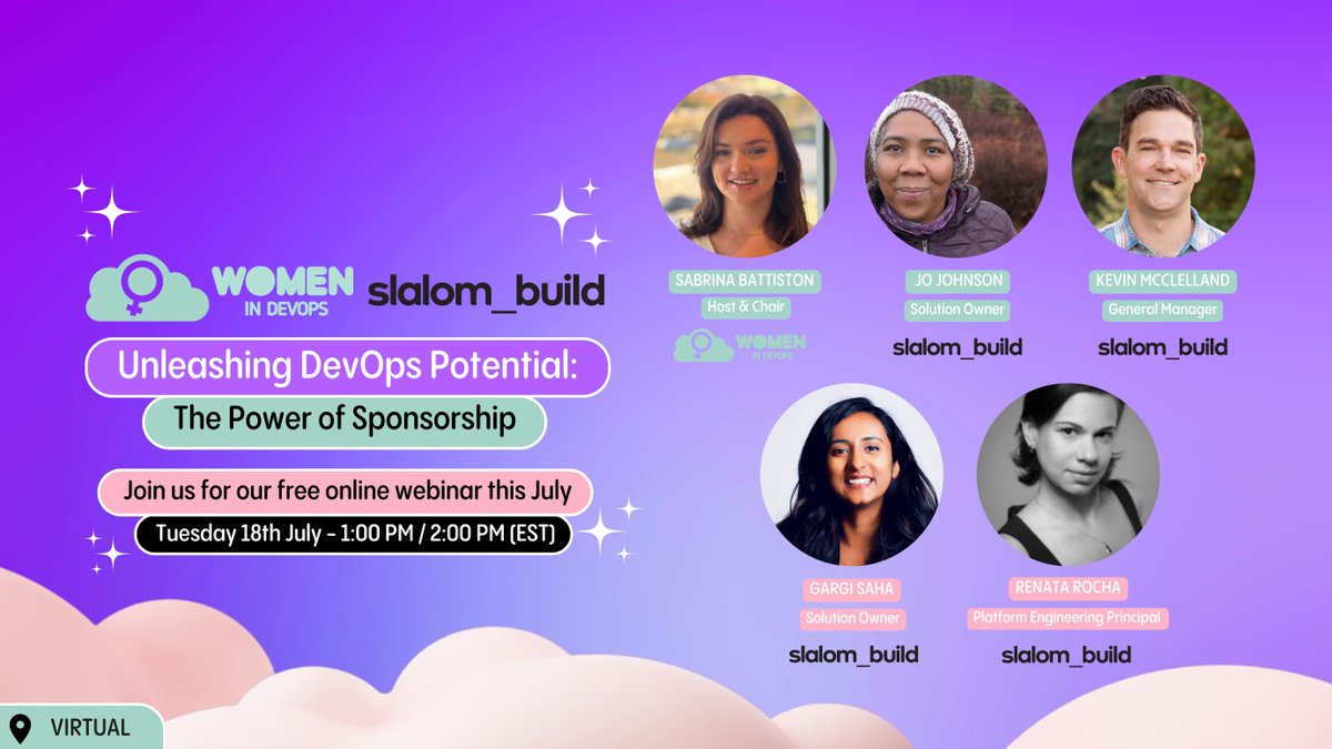 WomenInDevOps's tweet photo. 24 hours to go! Calling our global community. ✨ 🌍 ❤️
We are super excited to announce that we will be hosting a global online webinar with the fabulous team at Slalom Build on 18th July. 🌈
RSVP now: https://t.co/PIDTayiEYL
#PowerofSponsorship #WomeninDevOps #SlalomBuild https://t.co/yieNOQAf1Q