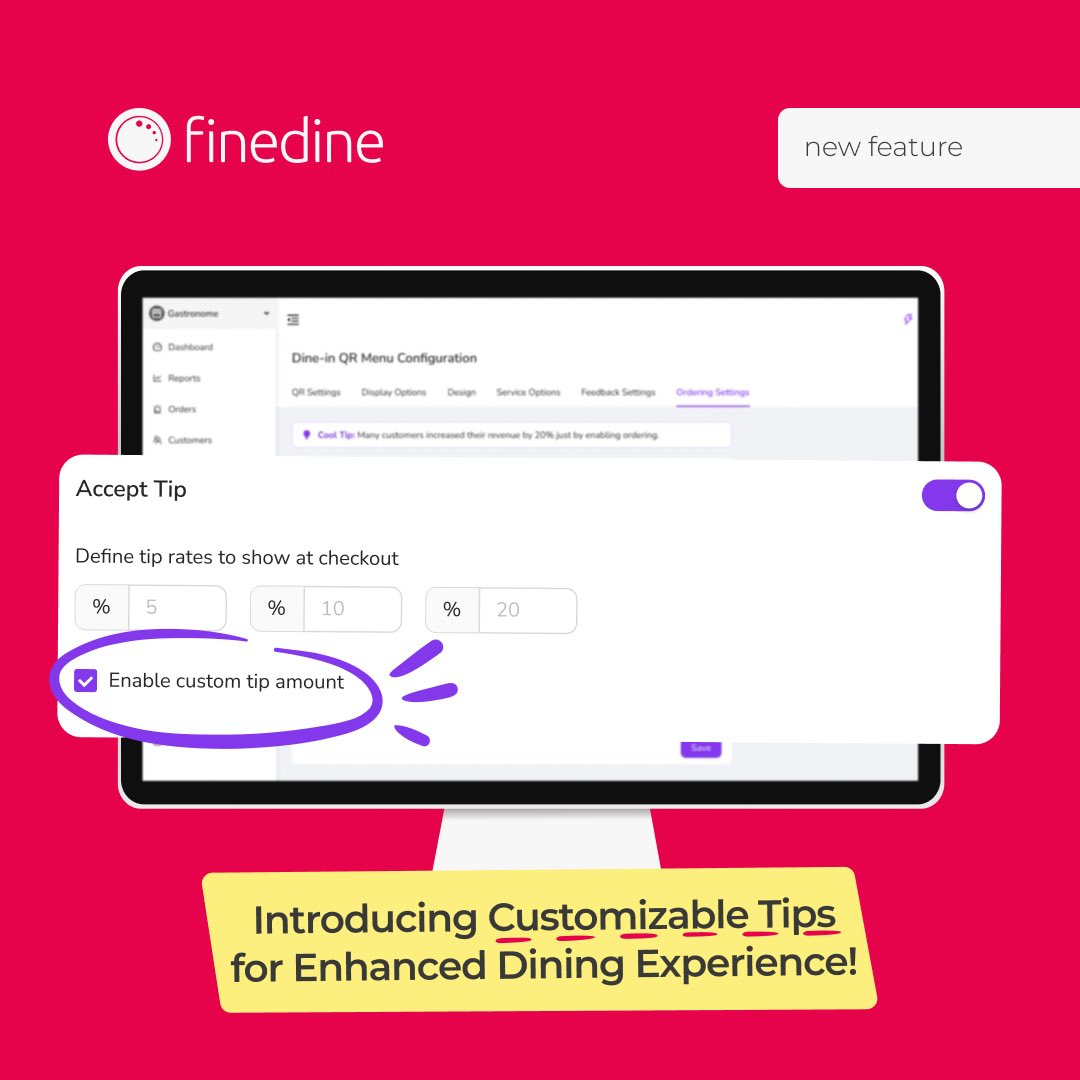 Introducing our newest feature: Customizable Tips for Enhanced Dining Experience! 🎉 Get ready to take control of your tips like never before! #finedinemenu #digitalmenu #qrmenu #orderandpay #restaurant #hospitality
