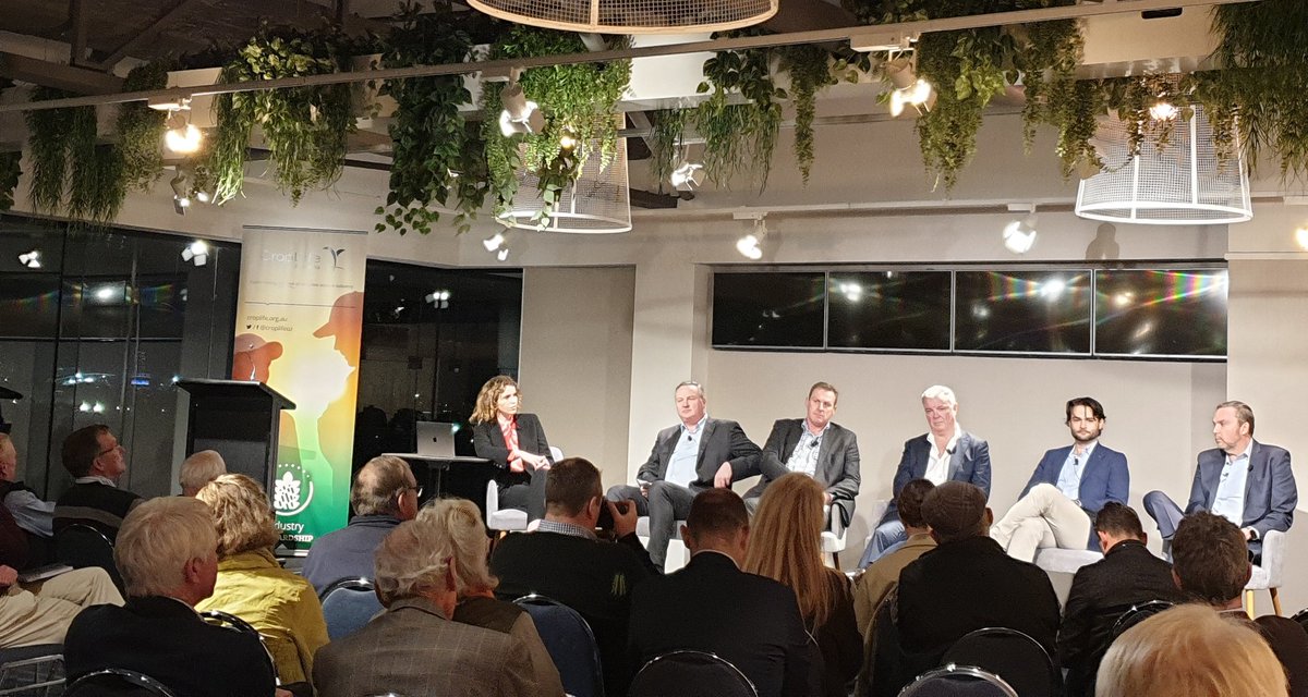 Really diverse topics of questions to the panellists <a href="/NSWFarmers/">NSW Farmers</a> Feeding the Future Forum tonight.  Looking forward to discussion continuing at Annual Conference!
<a href="/CropLifeOZ/">CropLife Australia</a> <a href="/Telstra/">Telstra</a> <a href="/4ZERO/">4.ZERO</a>