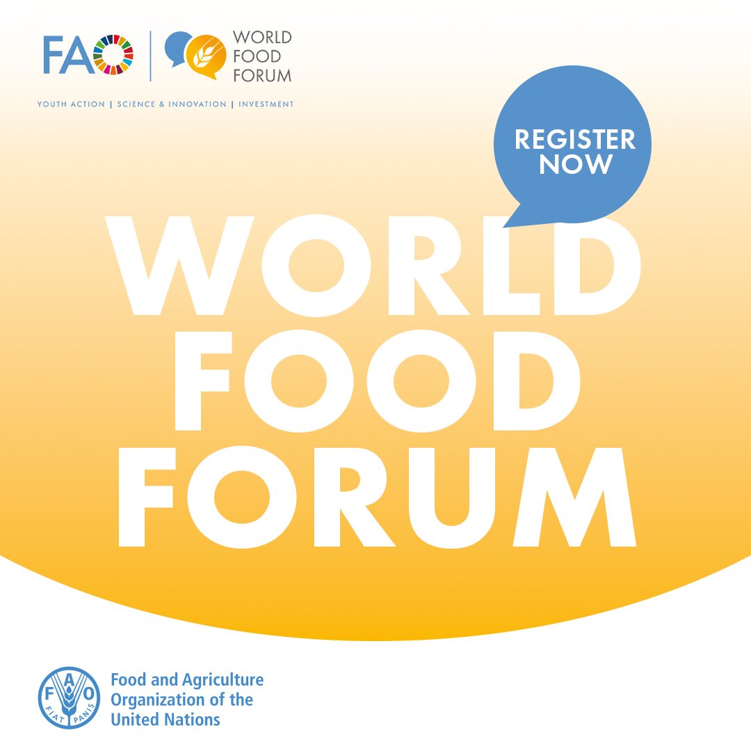 FAO's tweet photo. 📣Registrations for @World_FoodForum 2023 are open!
 
🌾Be a part of the movement towards transforming our agrifood systems, for a better food future for all.
 
🗓16-20 October 2023
📍FAO HQ, Rome &amp; virtually
More info &amp; registration 👉https://t.co/QIrBuQRz01

#WorldFoodForum https://t.co/yVppRrXGkF