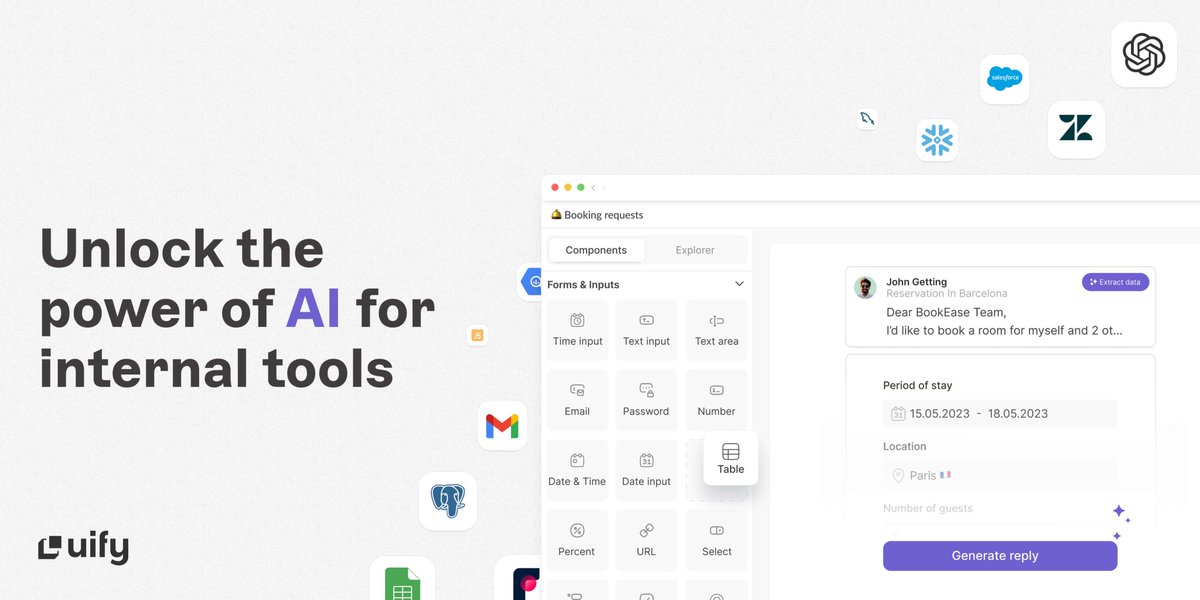🎉 HUGE NEWS: We're out of our closed beta - try Uify now here: app.uify.io/signup! Tell your friends, family, and pets! We can't wait to see the powerful internal apps you'll create using AI 🤖