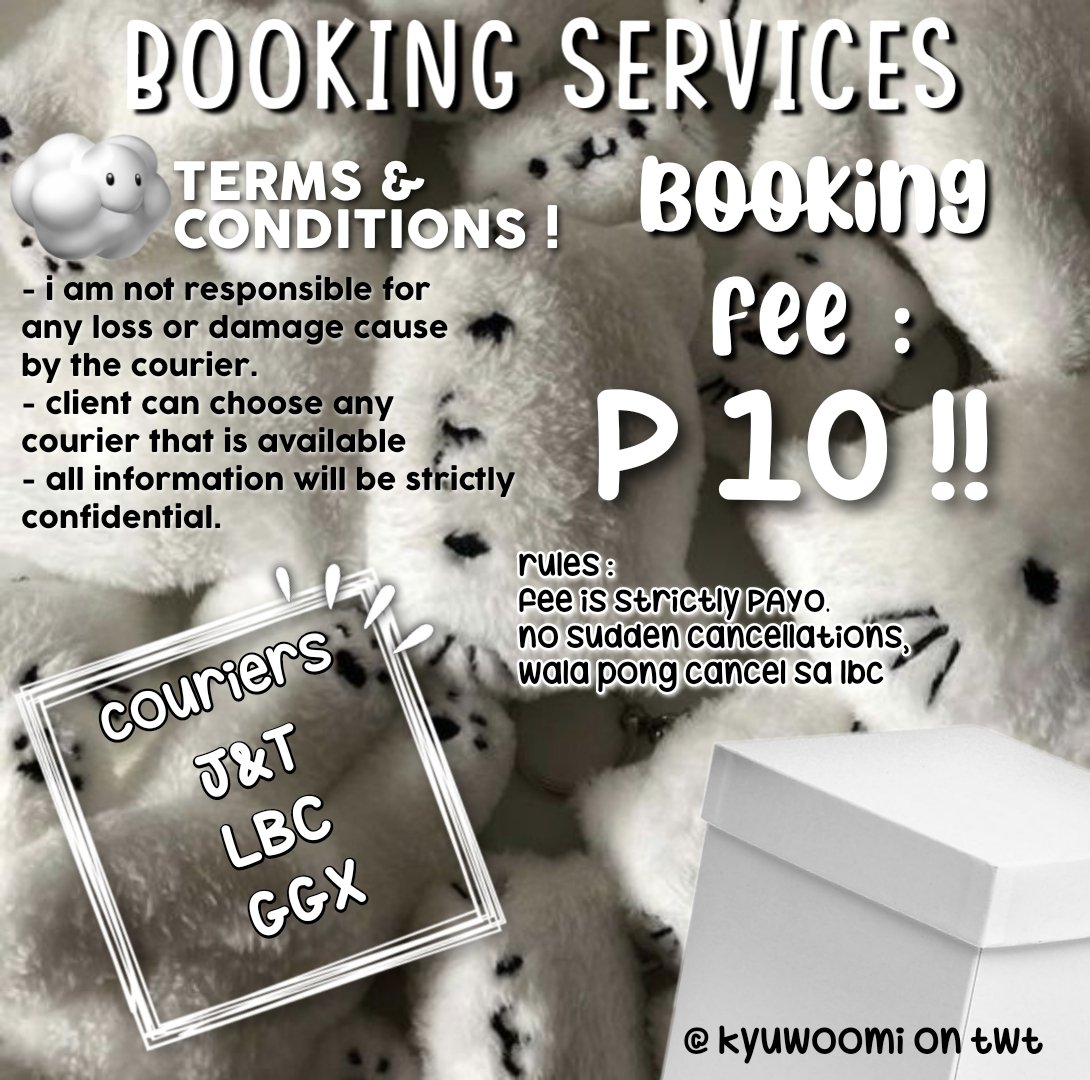 hiwonoz's tweet photo. 𖠗 🐇 ꞋꞌꞋ open : for BOOKING SERVICES

Ꮺ read the terms and conditions before dm-ing ><

likes and rt's are very appreciated!

t. wts lfb bns rt booking lbc jnt ggx services shipping couriers affordable cheap https://t.co/gq3EO41jsl