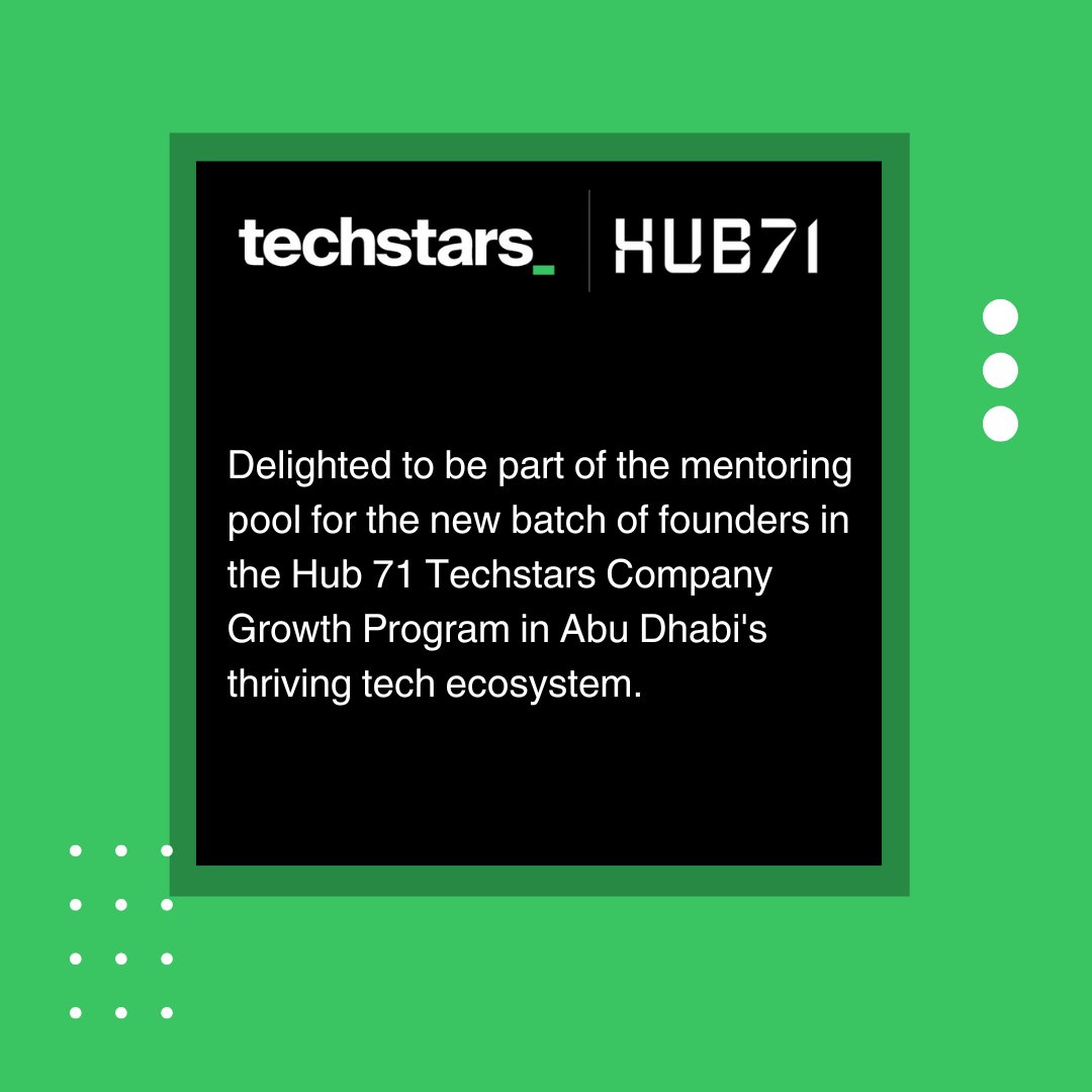 Thrilled to join forces with @Hub71ad & @Techstars for the Company Growth Program to support & mentor the next cohort of brilliant founders scaling their startups in Abu Dhabi’s dynamic tech ecosystem #Techstars #Hub71 #Mentor #Startups #Tech #UAE @TechstarsEMEA @IliadPartners