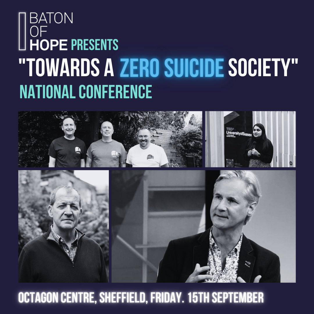 The Baton Of Hope invites you to a pioneering conference discussing how we can move towards a zero suicide society. Speakers include political strategist Alastair Campbell, international #suicideprevention expert Prof. Rory O’Connor and the 3Dads. tinyurl.com/bdh5zr7u