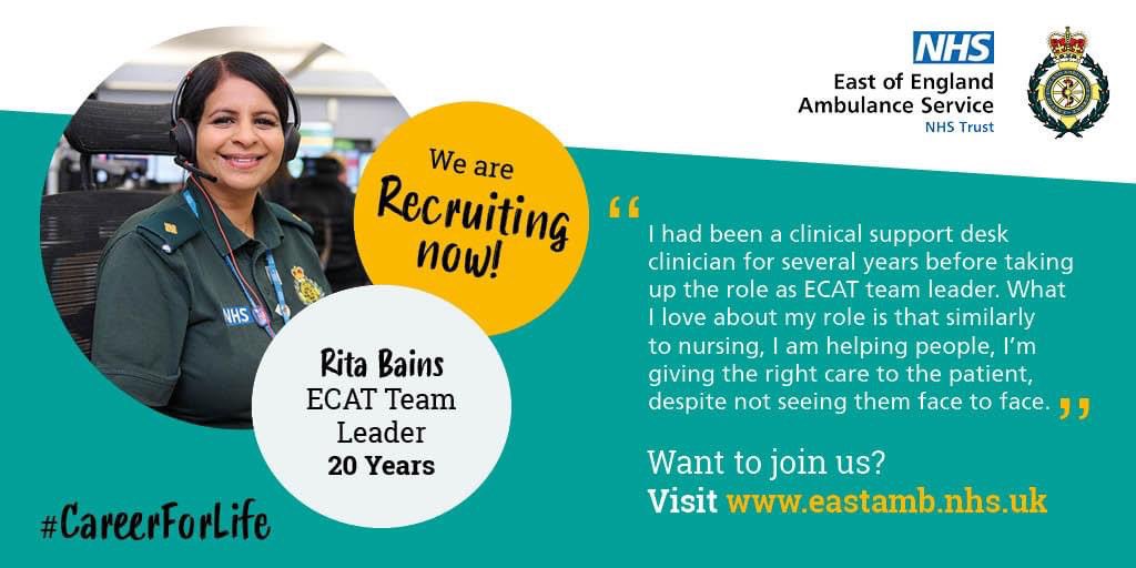 EEAST_CAS (@eeast_ecatc) on Twitter photo Last chance to apply for our Clinical Advisor role! It’s closes tomorrow (18/07)!
We offer flexibility, development and ongoing support with your #careerforlife. We are offering a recruitment incentive for external candidates. 🚑 <a href="/EastEnglandAmb/">EEAST Ambulance Service</a>
eastamb.nhs.uk/join-the-team/… Last chance to apply for our Clinical Advisor role! It’s closes tomorrow (18/07)!
We offer flexibility, development and ongoing support with your #careerforlife. We are offering a recruitment incentive for external candidates. 🚑 <a href="/EastEnglandAmb/">EEAST Ambulance Service</a>
eastamb.nhs.uk/join-the-team/…