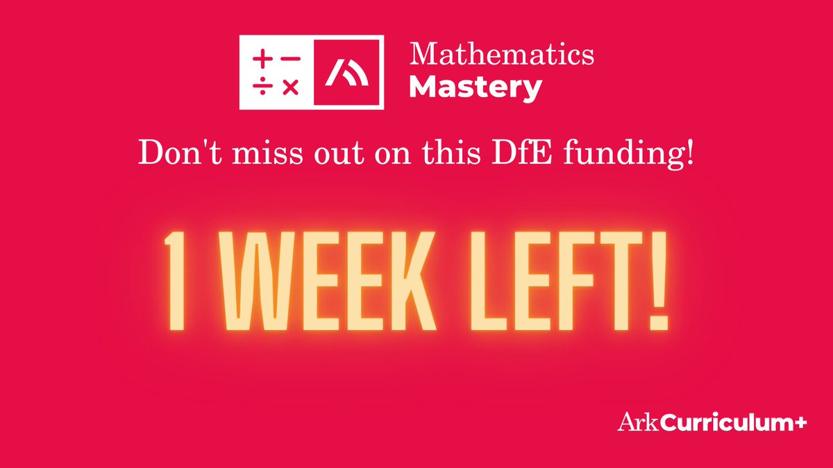 ArkCurriculum's tweet image. It's not too late to set your pupils up for maths success this September. Join Mathematics Mastery Primary KS1 for £1110, thanks to the @EducEndowFoundn and a big DfE subsidy.
,
Talk to one of our maths experts: ow.ly/pgXu50P8hyZ

#mathschat #mathsmastery #pupilprogress