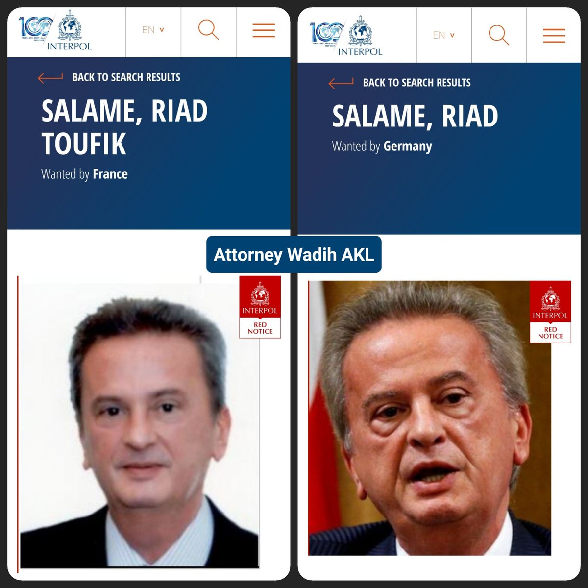 w_akl's tweet photo. هذا المجرم WANTED دولياً 🇫🇷🇪🇺🇩🇪 بفضل العمل والجهد والمثابرة، ودعم الأوادم.
بينما كان ولا يزال عدد كبير من اللبنانيين المُرتشين يدافعون عن المجرم #رياض_سلامة لأنهم يدافعون عن أنفسهم.
أما الذين 🙈🙉🙊 ولم يساعدوننا، هؤلاء لا يستحقون وطناً لأنهم لم يبذلوا جهداً لإعادة بناء الدولة. https://t.co/DjS8LCldqe
