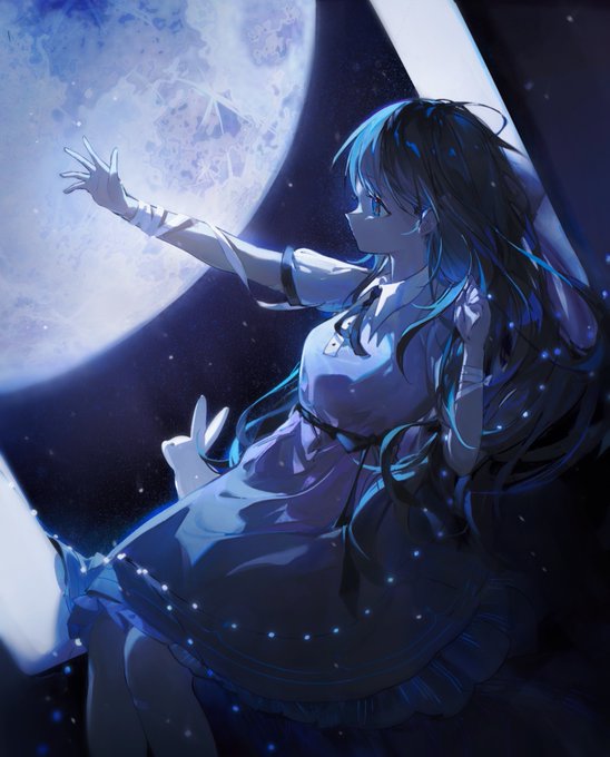 「blue hair night sky」 illustration images(Latest)｜5pages