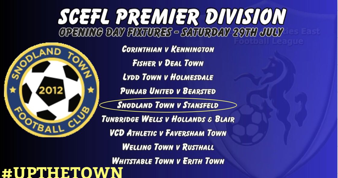 snodlandtownfc's tweet photo. 📆 SAVE THE DATE ⚽️⚽️
SATURDAY 29TH JULY 2023
Our first taste of life in the @SCEFLeague premier division is against @StansfeldFC at HOME.
Let’s start the season as we mean to go on with great football, good results and big crowds.
#UPTHETOWN 💙💛💙💛 #BlueYellowarmy https://t.co/YRZMm0c1LD