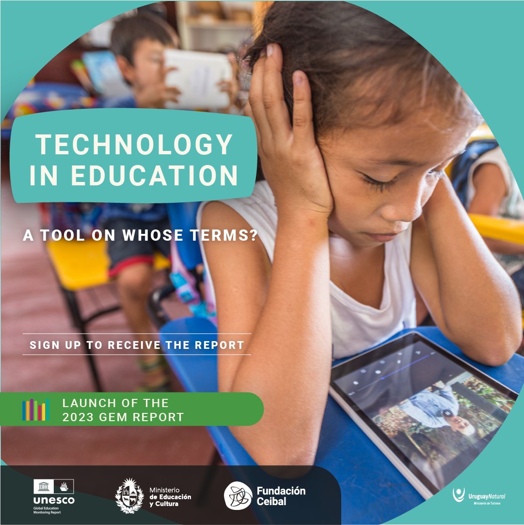 🗓️ On 26-27 July, the world's top education experts will gather in Montevideo, Uruguay, for the launch of the 2023 #GEMReport on technology in education.   

Sign up to receive a copy of the report in your inbox:    
bit.ly/2023gemreport-…

#2023GEMReport