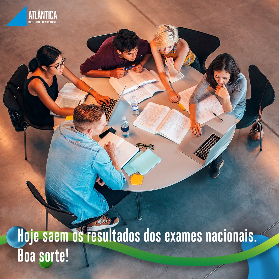 Hoje saem os resultados dos exames nacionais!. 📚 A Atlântica deseja-te boa sorte e que no próximo ano estejas a estudar connosco 😁

#Atlantica #AtlanticaInstitutoUniversitário #InstitutoUniversitario #ProudToBeAtlantica #BuildingTheFuture #ApostaNoTeuFuturo #SegueOTeuRumo
