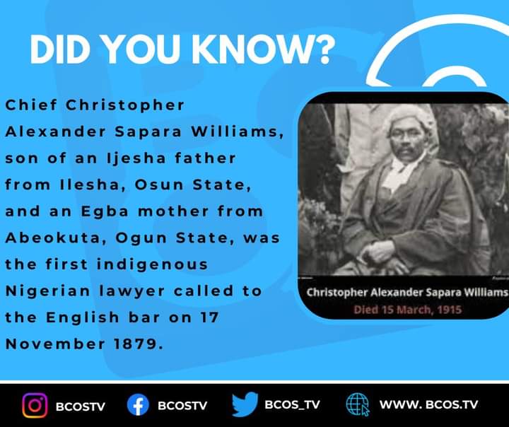 bcos_tv's tweet photo. Did you know?

#lawyer #nigeria #britain #ogunstate #osunstate #willaims #history #Historical #BCOStv https://t.co/IoSOwCgpXc
